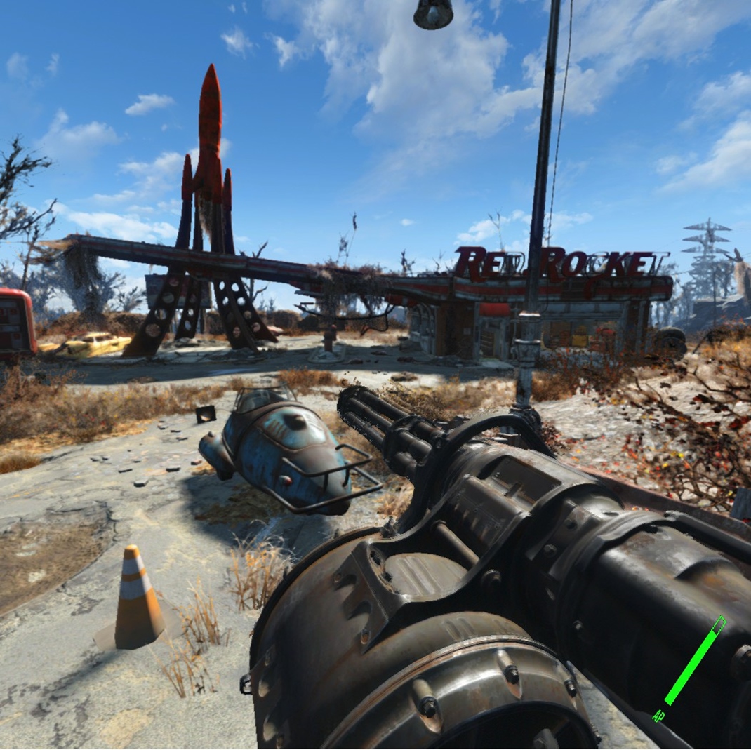 Fallout 4 VR Aj obojrun zbrane drte len v jednej ruke, o je trochu zvltne.