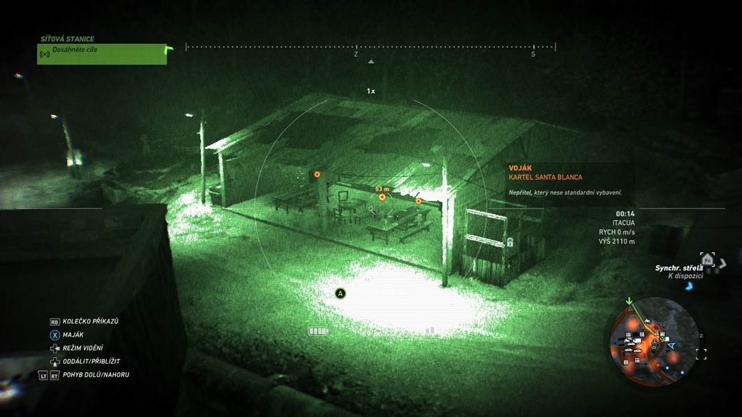 Tom Clancy's Ghost Recon: Wildlands Pri prieskume pome dron, v noci vyuijete aj non videnie.