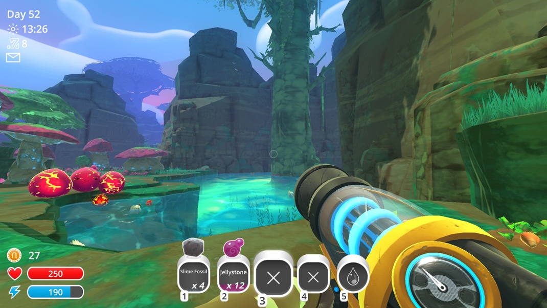 Slime Rancher Prostredie hry je rozsiahle a rozmanit.