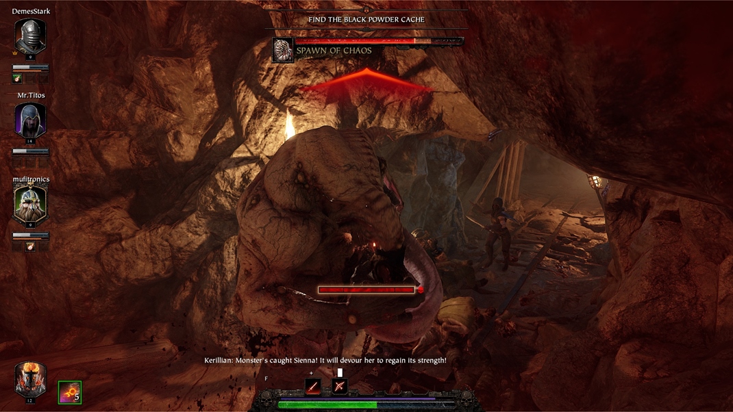 Warhammer: Vermintide 2 Ke vysilen druina stretne bossa v zkej podzemnej chodbe, je to fakt smola.