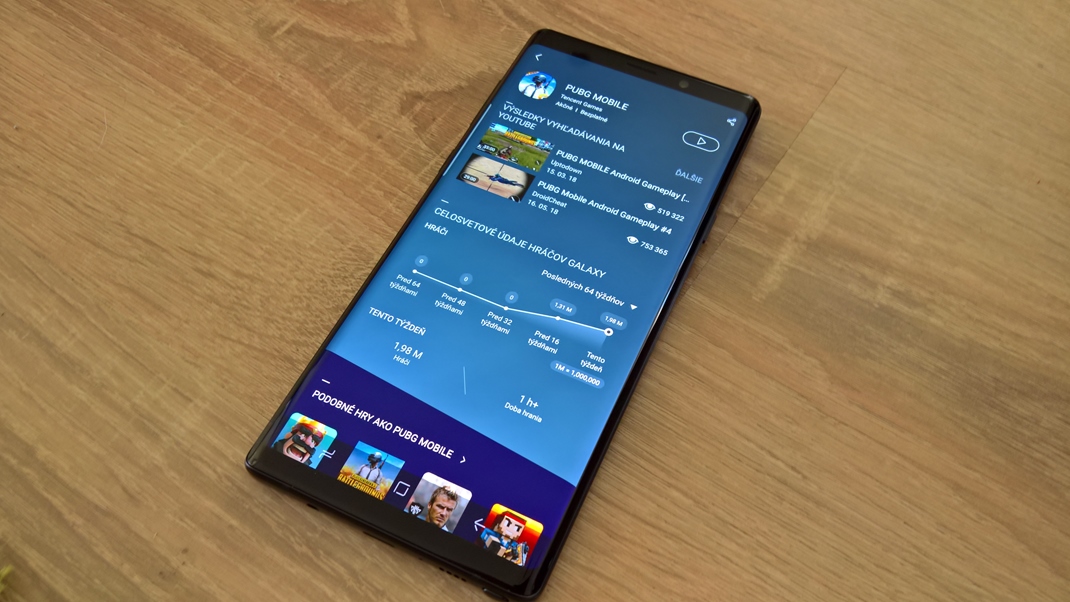 Samsung Galaxy Note 9 Hern aplikcia Samsungu vm zhrnie hry a ponkne detailn tatistiky o hran.