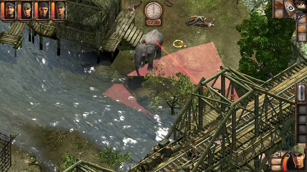 Commandos 2 - HD Remaster Hra m bohat monosti - aj jazdu na slonovi  v scenri Most cez rieku Kwai.