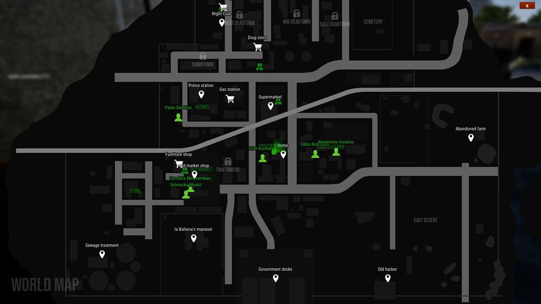Drug Dealer Simulator Vo svojej tvrti sa pohodlne orientujete pomocou mapy.
