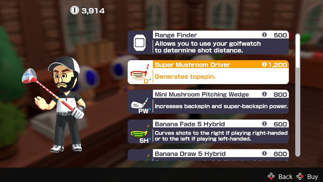Mario Golf: Super Rush Postupne zlepujete tatistiky svojej postavy a kupujete si aj nov vbavu