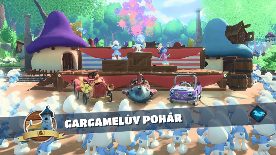 Smurfs Kart Audiovizulne je hra fajn, pote etina