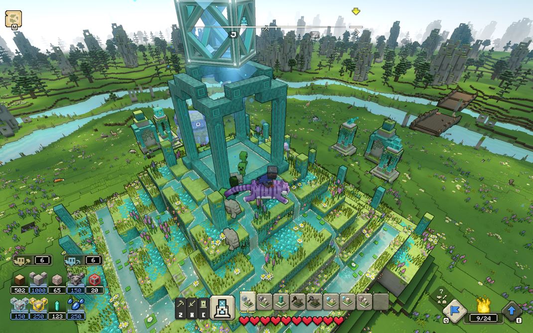 Minecraft Legends Studa uprostred mapy bude centrom na vstavbu oltrov/totemov na vylepenia.