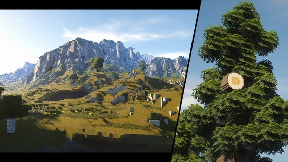 Minecraft s Nocubes modom a raytracingom