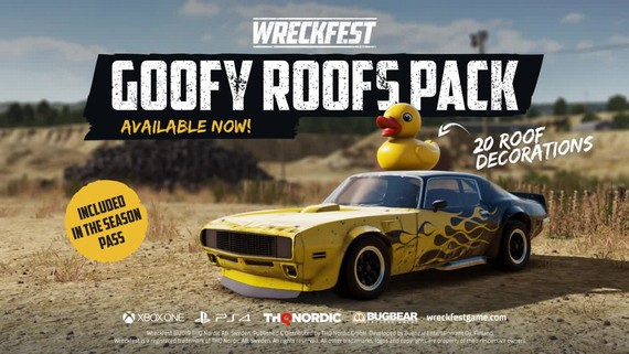 Wreckfest priniesol balíček s výstrednými doplnkami Goofy Roofs