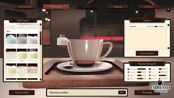 Espresso Tycoon predvádza ďalšie možnosti kaviarne