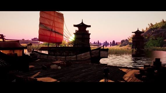 Builders of China postav v Oriente osady, mest a polia