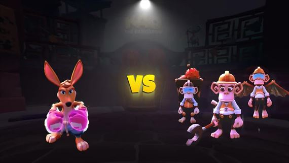 Kao the Kangaroo ukazuje nepriateov a sboje