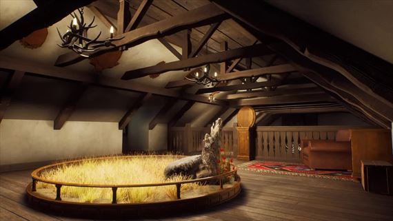 Way of the Hunter v�m uk�e chatu, jazdu aj zbrane