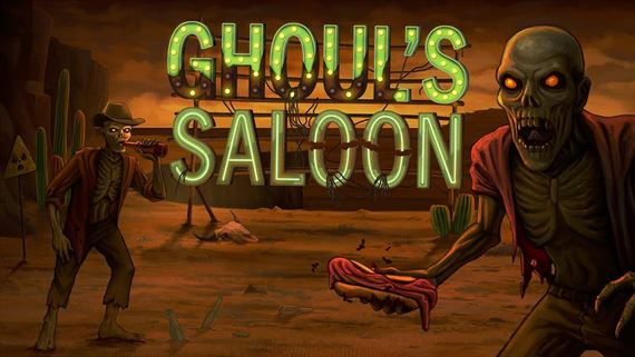 Ghoul's Saloon z vs sprav aknho barmana obklopenho nemtvymi