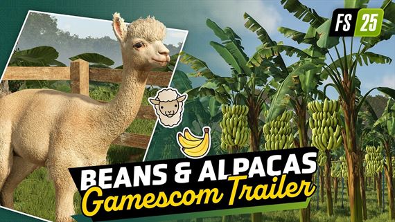 Farming Simulator 25 ukazuje pr�davok Beans & Alpacas