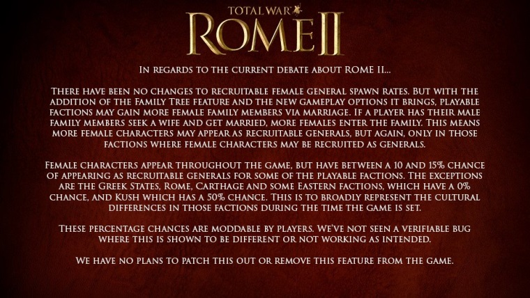 Hrov Total War: Rome II pobrili ensk generlky 