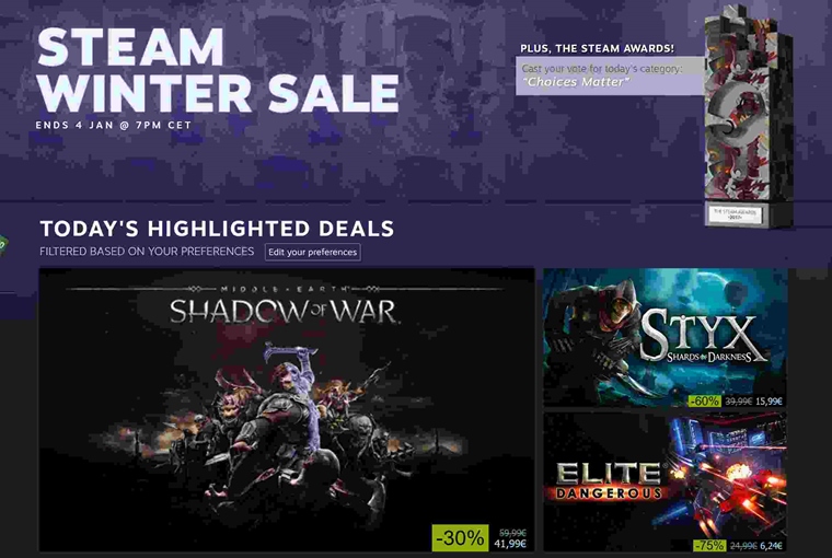 Steam spustil vianon vpredaj a zrove hlasovanie o hry roka