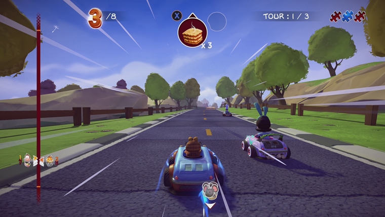 Garfield ide konkurova Mariovi a Crashovi s vlastnmi motokrami