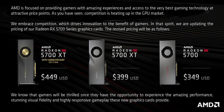 AMD oficilne ohlsilo znenie cien prichdzajcich RX 5700 kariet