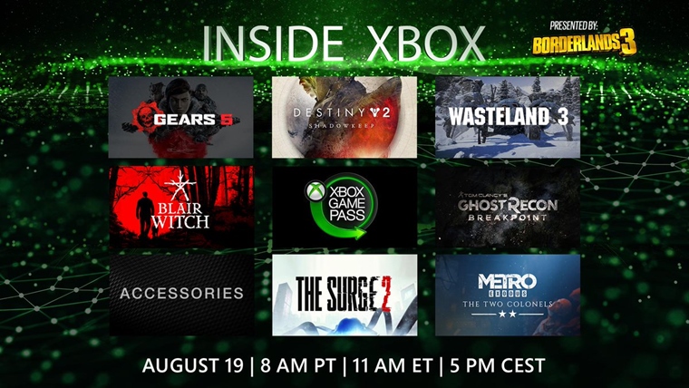 Microsoft Inside Xbox relcia z Gamescomu (17:00)