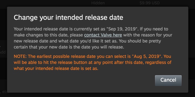 Dtumy vydania hier na Steame sa bud u meni len so shlasom Valve