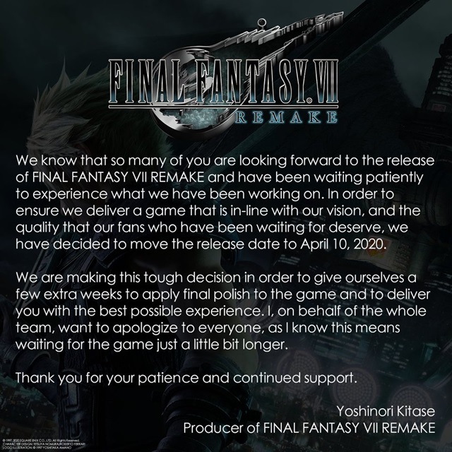 Final Fantasy VII Remake bolo odloen  