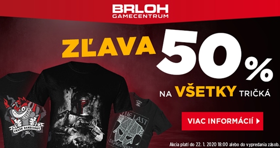 LIMITOVANÁ ZĽAVA 50% na všetky tričká len na BRLOH.SK