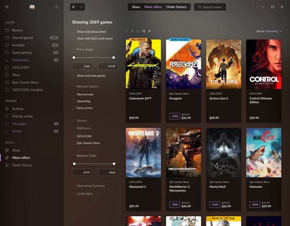 GOG testuje vlastn obchod priamo v Galaxy aplikcii