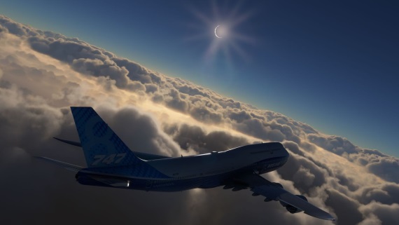 Zatmenie slnka bolo aj vo Flight Simulatore