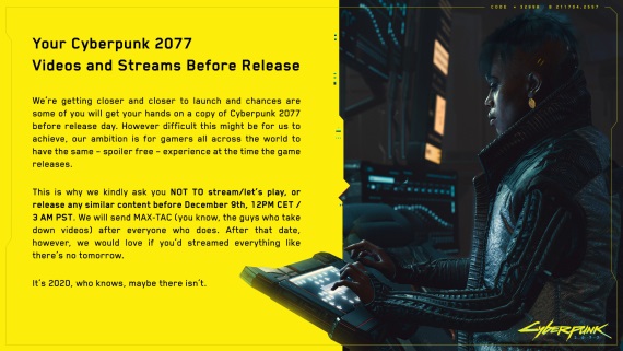 CD Projekt �iada, aby ste Cyberpunk 2077 nestreamovali pred 9. decembrom