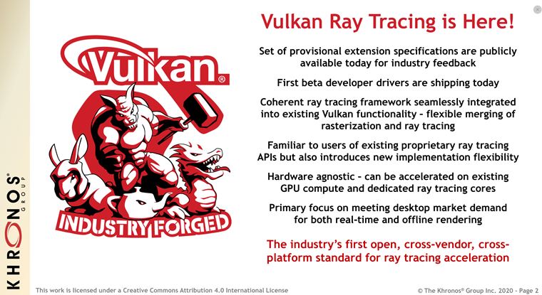Vulkan API u podporuje raytracing