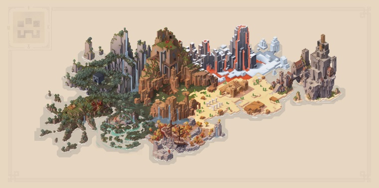 Pohľad na mapu Minecraft Dungeons sveta