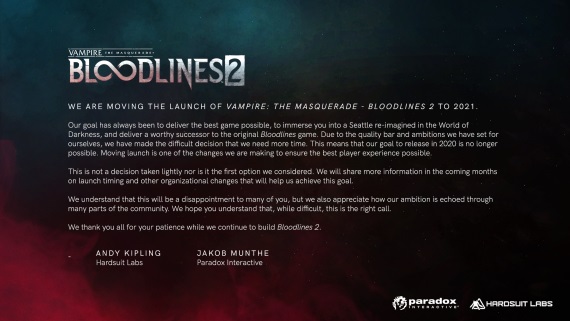 Vampire: The Masquerade - Bloodlines 2 bol odložený na rok 2021