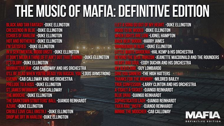 Mafia: Definitive edition ukazuje zoznam skladieb