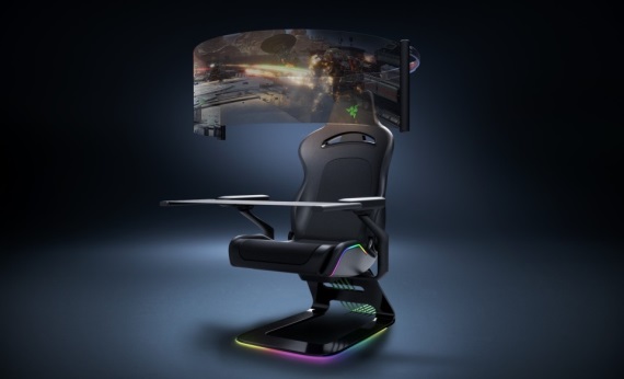 Razer ukázal koncept herného kresla s vysúvateľným zahnutým displejom