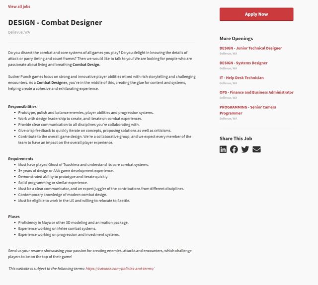 Zoznam vonch pracovnch pozci v Sucker Punch znova naznauje prce na Ghost of Tsushima 2  