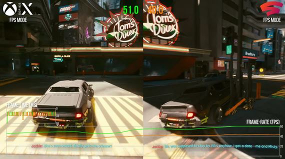 Cyberpunk 2077 porovnaný na Stadii a Xbox Series X