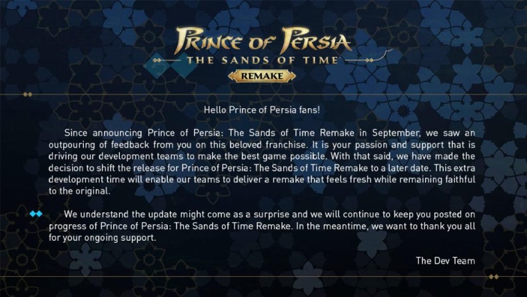 Ubisoft znovu odklad Prince of Persia: Sands of Time Remake