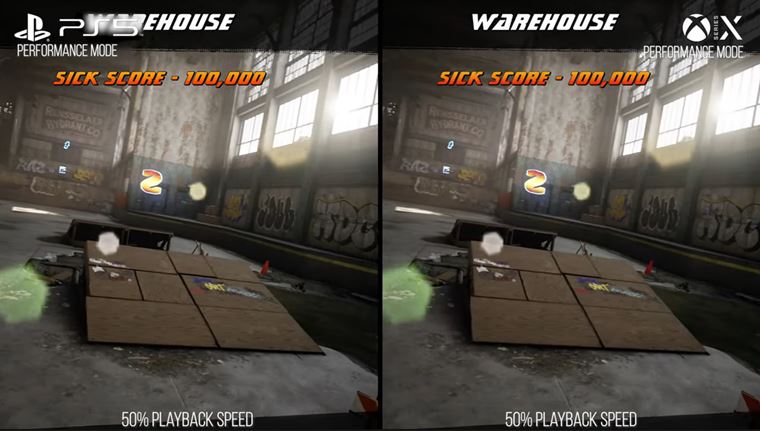 Porovnanie Tony Hawk Remastered na PS5 a Xbox Series XS