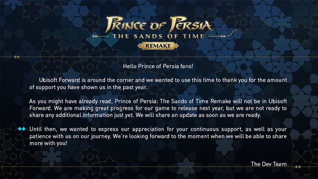 Prince of Persia Sands of Time Remake bol odlo�en� na rok 2022  