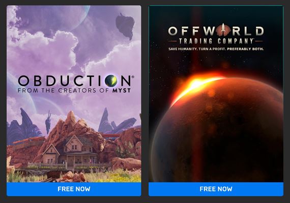 Epic rozdva Obduction a Offworld Trading Company
