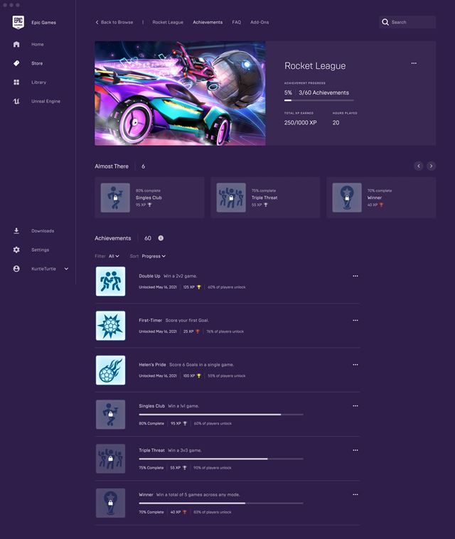 Epic Games Store dostane prepracovan profily, platinov achievementy a in novinky 