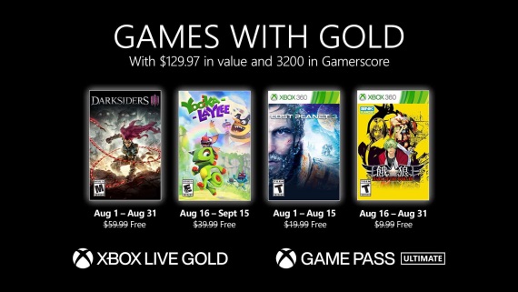 Games With Gold hry na august predstavené