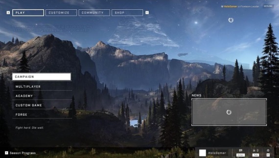 Ukážka menu Halo Infinite