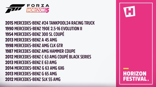 Forza Horizon 5 pon�kla svoj zoznam Mercedesov 