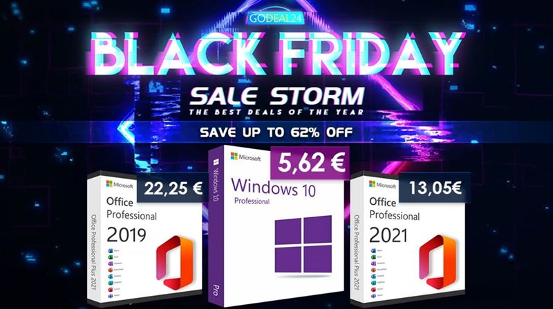 Godeal24 Black Friday konečne prichádza! Office 2021 za 13 € a originál Windows 10 už od 5,62 €!
