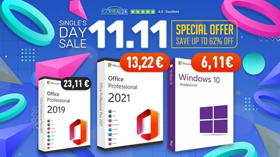Akcia Godeal24 Double 11: Čas na kúpu Windows 10 a Office 2021, originálny operačný systém Windows od 6,11 €!