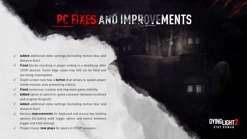 Dying Light 2 dostal na PC patch 1.0.6