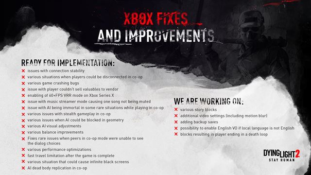 Autori zverejnili zoznamy pripravovan�ch fixov pre Dying Light 2 na jednotliv�ch platform�ch 