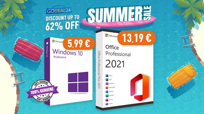 Letn vpredaj Godeal24: Originlny Windows 10 Pro od 5,99 ! Zava a 62%!
