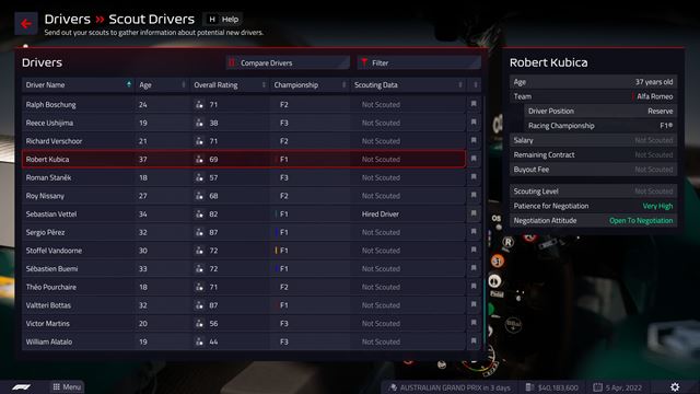 F1 Manager 2022 na�ivo predstavuje ratingy 